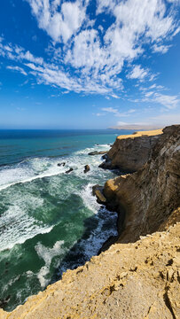 CLIFF TO THE SEA.. PARACAS NATIONAL RESERVE. PERU.