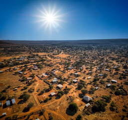 aerial view african village , typical Southern african rural area village Botswana, South Africa