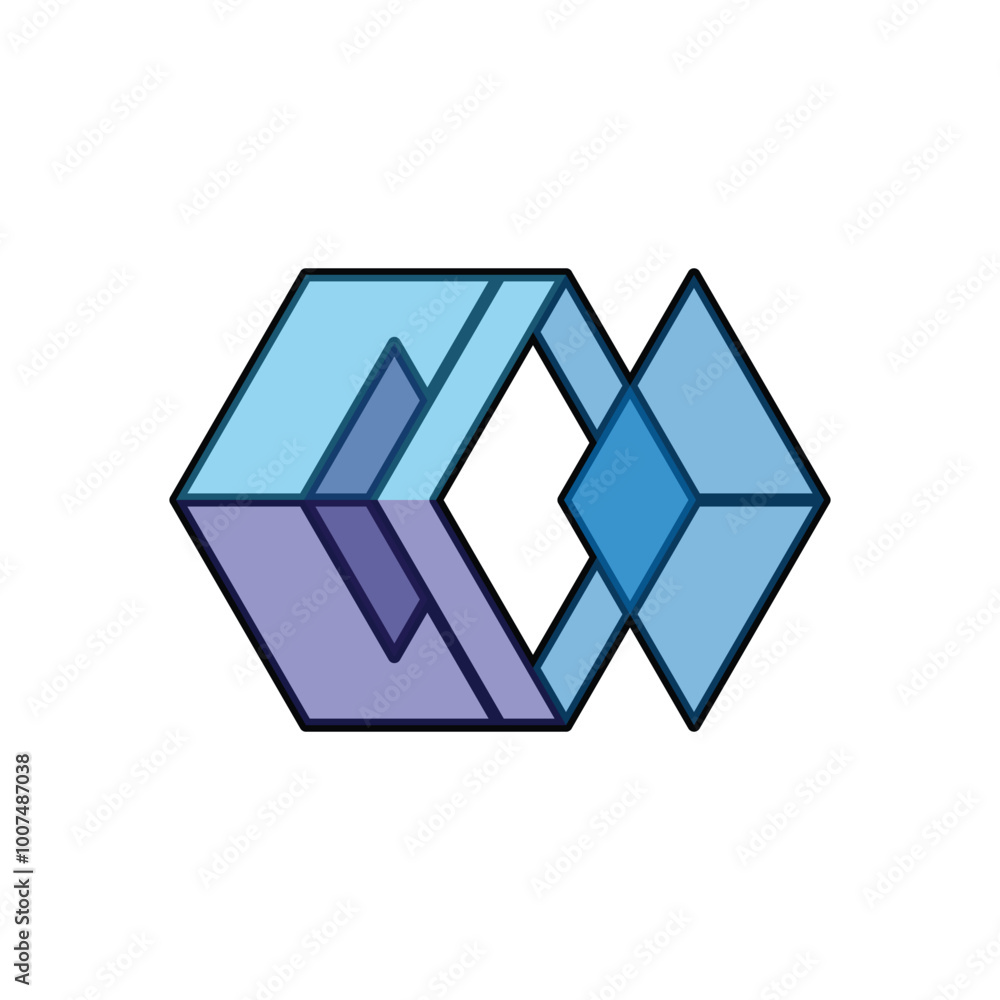 Poster this is an abstract geometric logo in hexagon and diamond shape overlap in simple flat style on a wh