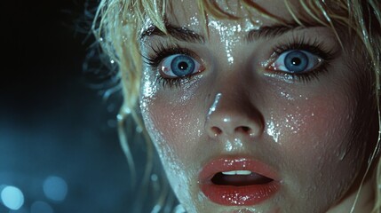 Vintage 1980s Horror Scream Queen - Dramatic Close-Up Expressions