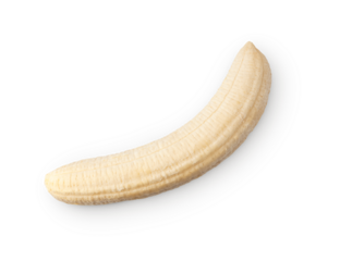 peeled banana with shadow isolated on transparent background