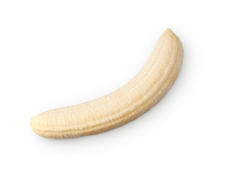 peeled banana with shadow isolated on transparent background