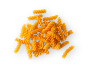 fusilli pasta with shadow isolated on transparent background
