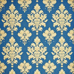 Rich Blue and Gold Floral Baroque Pattern for Classic Elegant Wallpaper Design
