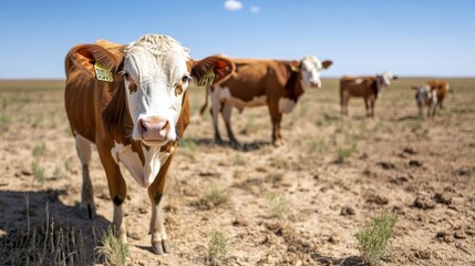 Herd of Cows Grazing in Peaceful Countryside Landscape
