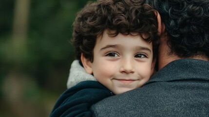 Obraz premium A parent hugging a child with an expression of assurance, symbolizing the promise of unconditional love, family promise, love and care