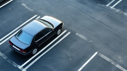 A sleek car parked in a well-organized parking lot, showcasing its stylish design and modern features. The car stands out against the backdrop of neatly lined parking spaces, with clear markings