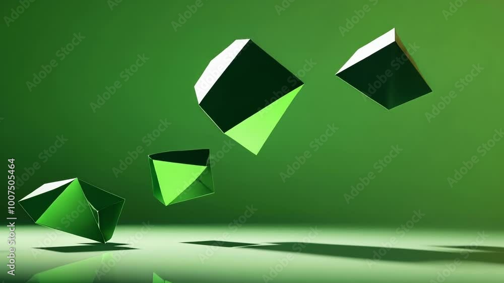 Poster glass shards explode in the air on a green screen, shimmering and reflecting light for a chaotic sce