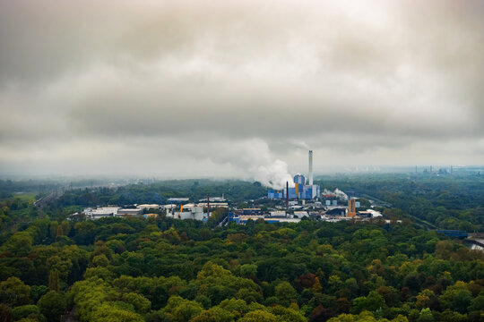 waste incineration plant in germany on a foggy day
