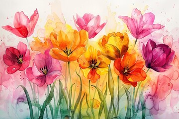 Watercolor Tulip Bouquet