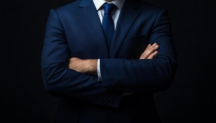 Businessman with crossed arms listening during a negotiation, strategy, defensive position in negotiation