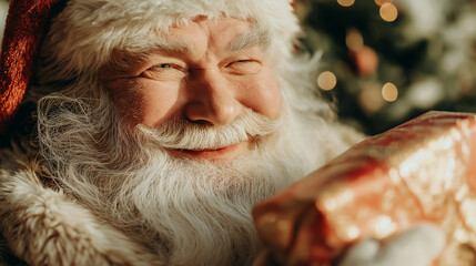 Santa Claus Holding a Gift