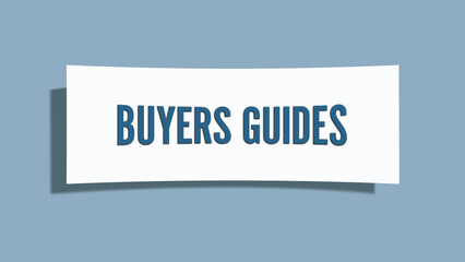 Buyers Guides. A card isolated on blue background.