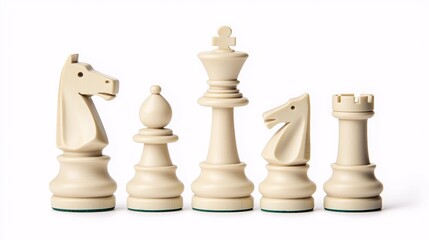 Classic Chess Pieces Displayed in a Row