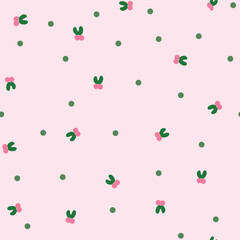 style retro cute abstract flowers and leaves vector seamless pattern. Vector Pink background. Perfect for fabric, wallpaper and children's projects.