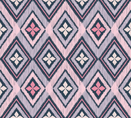 Ikat seamless pattern abstract background. Ethnic geometric ornament pattern print design. For textile,curtain,clothing,fabric pattern print design. Vector illustration