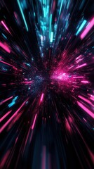 Abstract light burst effect with vibrant pink and blue colors, digital art on a dark background.