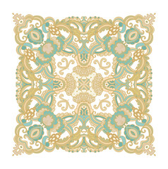 Golden coloring decorative rosette - mandala on white background