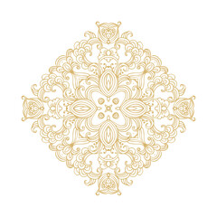 Golden coloring decorative rosette - mandala on white background