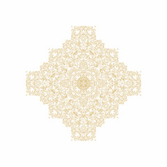 Golden coloring decorative rosette - mandala on white background
