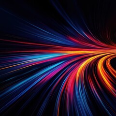 Obraz premium Vibrant abstract light trails swirling in a dark background, showcasing dynamic and colorful motion.