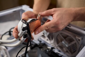 The process of properly installing a CPU cooler water cooling in a custom built personal computer system