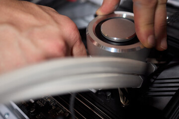 The process of properly installing a CPU cooler water cooling in a custom built personal computer system