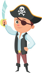 Boy in pirate costume. Kid holiday cartoon character
