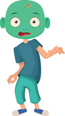 Boy in zombie costume. Kid party cartoon character