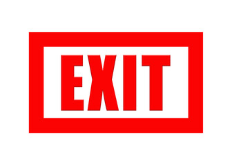Red exit sign with text flat vector icon for print