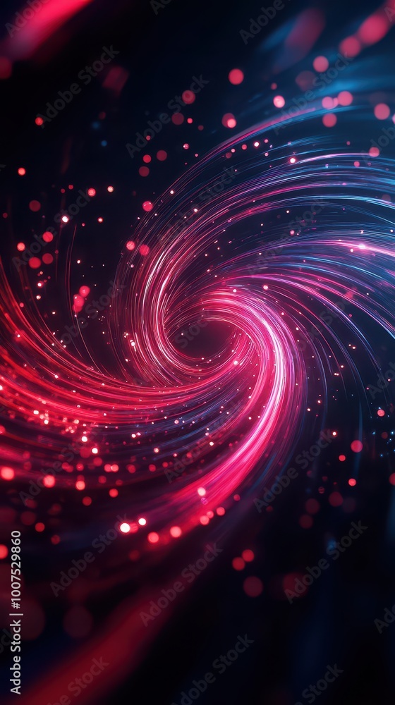 Poster colorful swirls of light and energy on a dark background, creating a dynamic and vibrant effect.