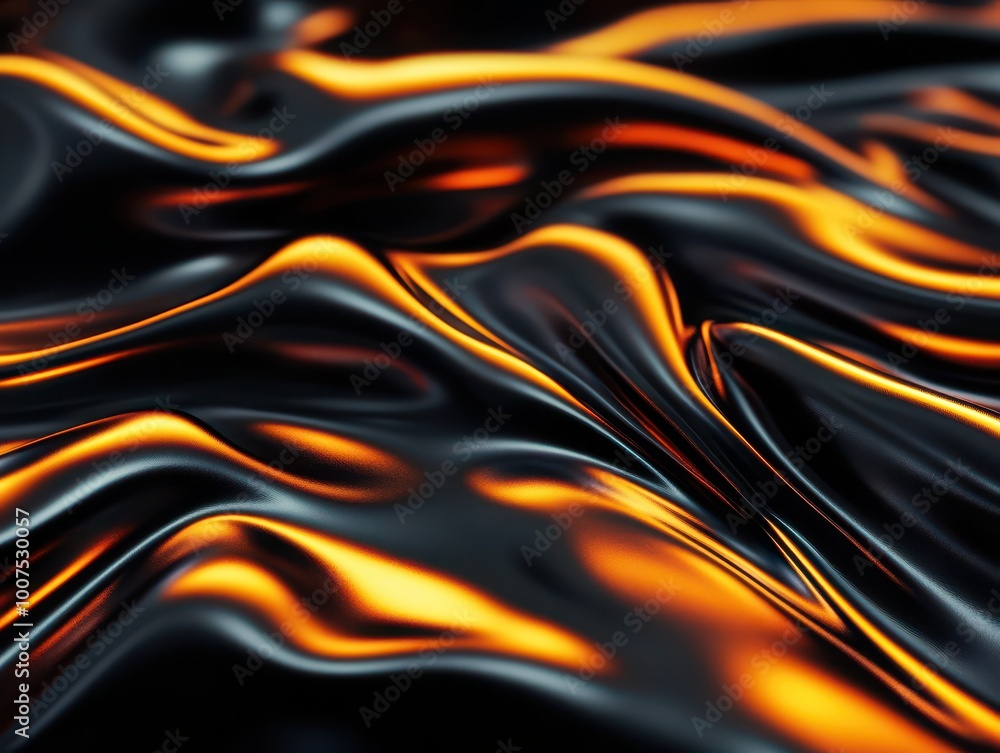 Poster abstract black and orange waves creating a smooth and fluid surface.