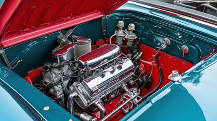 Classic Car Engine in a Vintage Automobile Setting