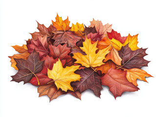 Fototapeta premium vibrant pile of autumn leaves in various colors