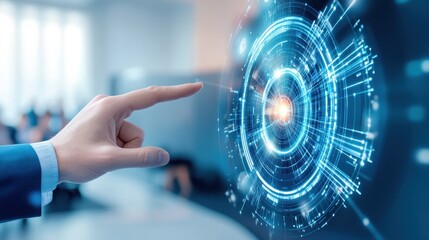 Hand Interacting with Digital Technology Interface