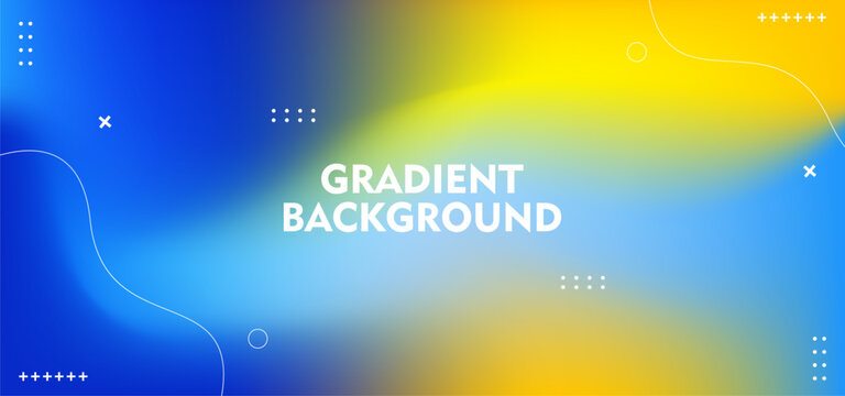 Abstract blue and yellow gradient background with geometric shapes.