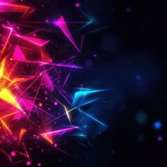 Fototapeta premium Colorful abstract shapes and patterns glowing in vibrant hues on a dark background.