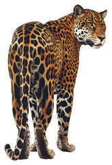 Fototapeta premium PNG A Jaguar in weird pose look aggressive at camera wildlife leopard animal.
