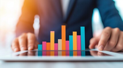 Businessman Analyzing Growth Chart on Tablet