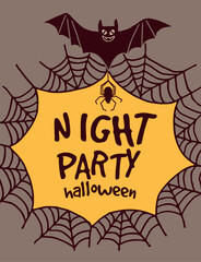 Night party flyer. Halloween card. Creepy holiday design