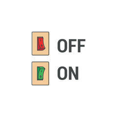 Design vector templete colour indicator on off electrical switch button.