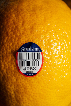 Sunkist lemon plu barcode fruit sticker