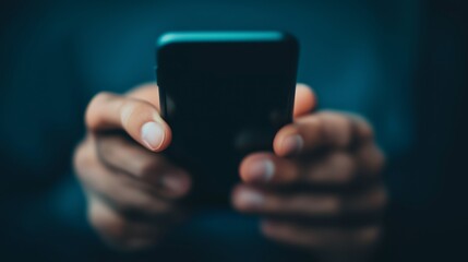 Hands Holding Smartphone Blurred Background