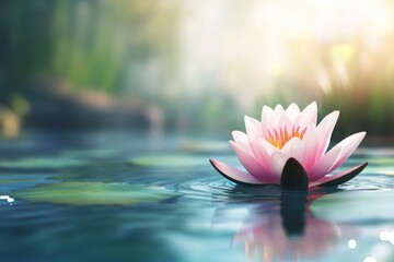 Serene Pink Lotus Flower on Tranquil Water