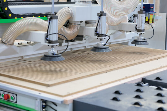 MDF panel cutting on CNC router with vacuum table