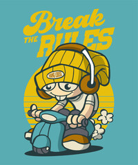 Break The Rules Cartoon Illustration Design