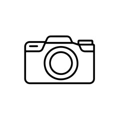 A minimalist line drawing of a camera icon, perfect for photography, media, and technology-related projects. Ideal for digital use and business branding.