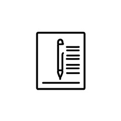 Minimal vector icon of a document and pen, symbolizing writing, documentation, or agreements. Perfect for business, contracts, or education-related designs.