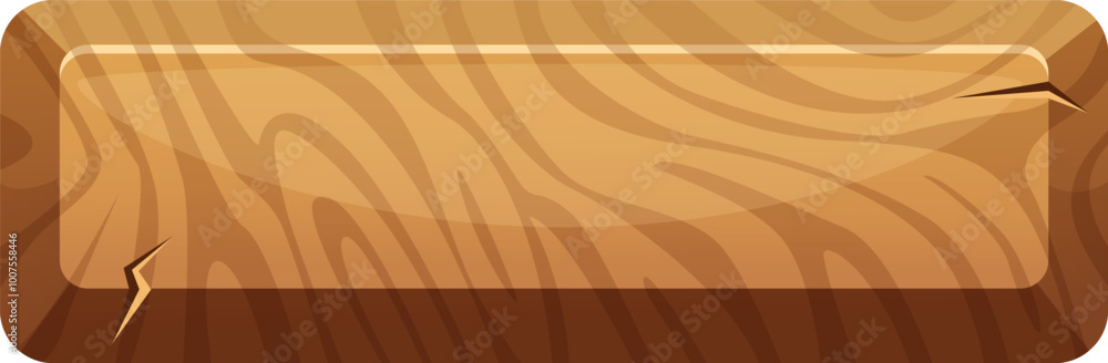 Poster cartoon button with wooden texture. game ui element