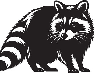Black white  Raccoon silhouette vector art illustration